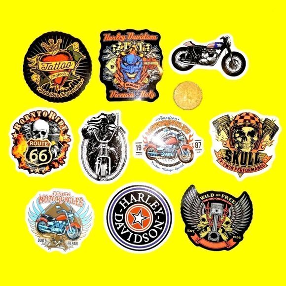 3/$20 Brand New 10x Bikers Harley Davidson Waterproof Stickers - Picture 1 of 1